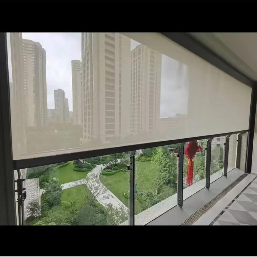 阳台动HUGO防风卷帘电防雨防尘防蚊虫光隔热防窗晒遮开放式上下升