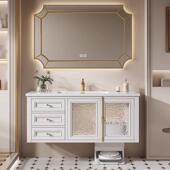 组合脸卫生陶瓷一体盆美式 漱法间式 复古264浴室柜橡木美式 洗手洗