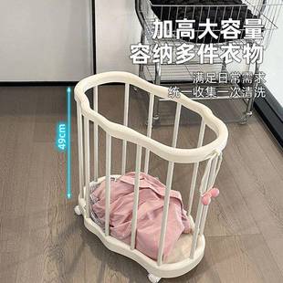 奶油风轻奢脏衣可动移家用体育器材收纳浴室衣服置储2025跨境物篮
