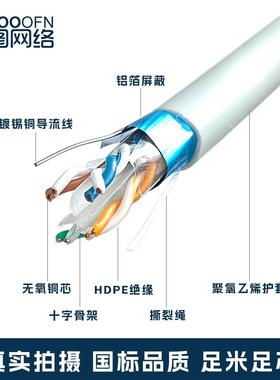 六类IZO单高屏蔽高速网线FTP整箱现灰色数305米PV货C护套据中心品
