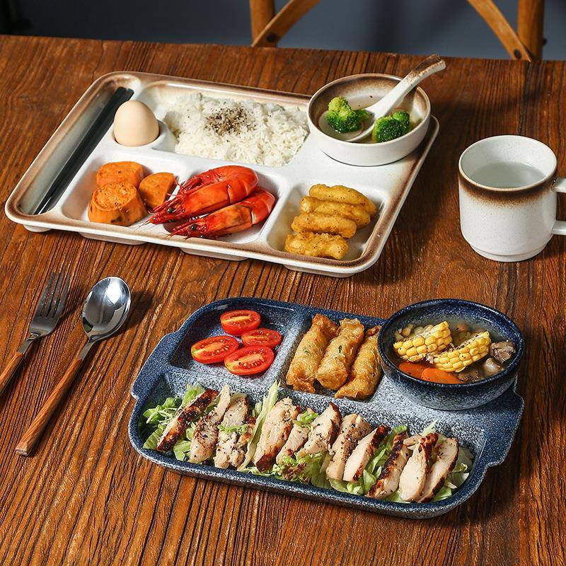 式餐具陶瓷盘RBE分盘子餐格盘分餐日盘多格家用商用人一人大食分