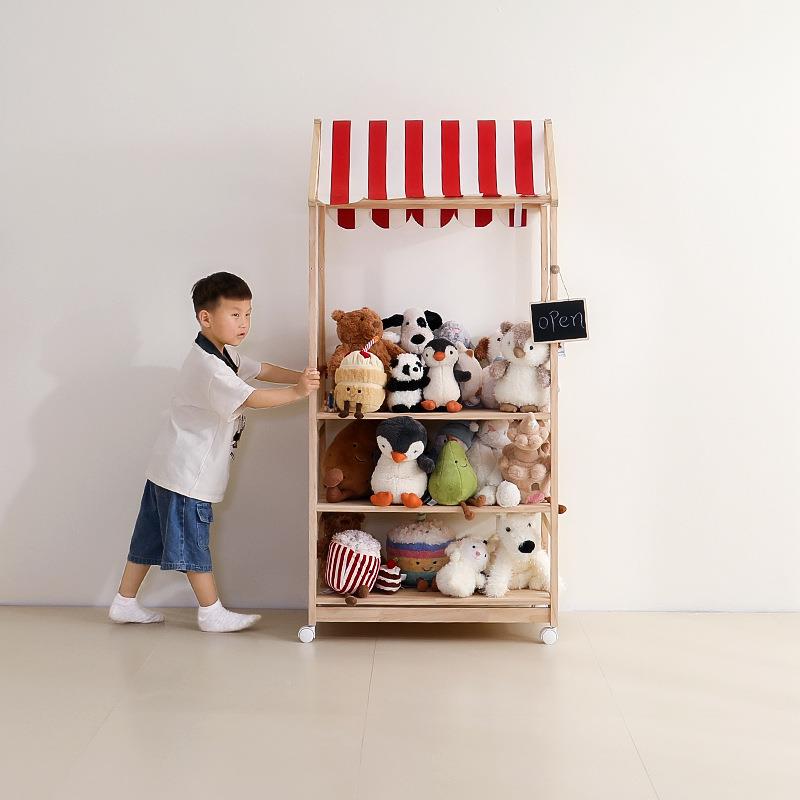 卖铺置物架儿童具收架纳架家玩用实小木书架绘本置物DBB宝宝玩偶