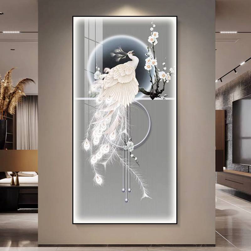 玄关装饰画客厅抽象入户正对门现代简约挂画手工绕线玻璃壁画挂墙图片