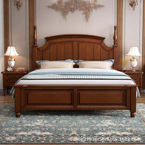 实木床轻奢1.8米8803#-S现简约人储物双公主床白色代1.婚5m主卧美