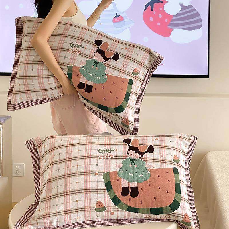 新四层纱全棉枕2025080.巾一对防儿头油童学宿舍枕头巾四季通用20