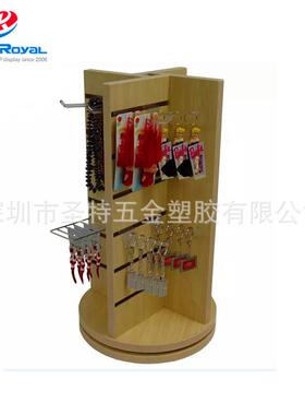 厂家可直CR33销转钥匙扣展示架精品店货架挂旋带钩木头展示架