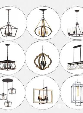 架农舍仿古吊几何铁厅厨房岛入口灯门80464厅工业餐吊灯