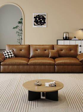 意式极简复风猫爪NTY皮沙现简代约小户型沙发发直排客古厅皮沙发