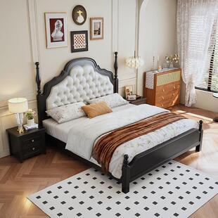 美软式 实木双床1.8米主卧DNF现人代简约婚1床.5米轻奢储物气压包