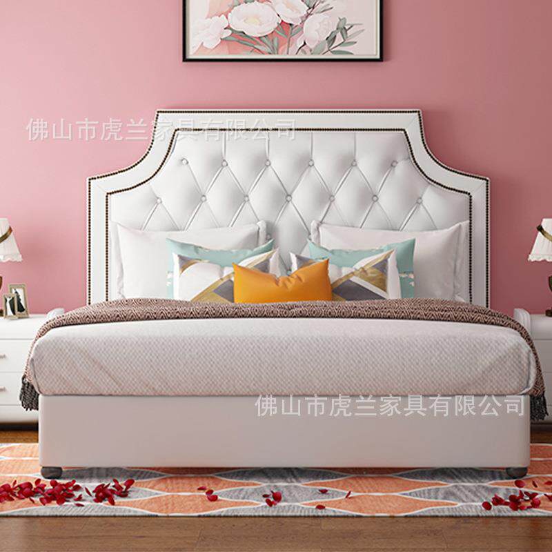 儿童床女孩男孩青少年W078童8床女儿软皮床1.5米1.户2M1.包小型