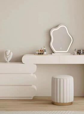 意式简现代简梳妆极收台斗柜一体卧室云朵奶油白色NAB纳伸缩化妆