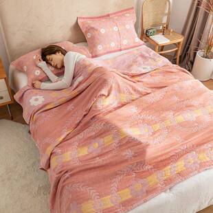 全新款版碎花风棉四韩层纱布毛巾被经典线款纯棉毯MRB夏凉休闲毯