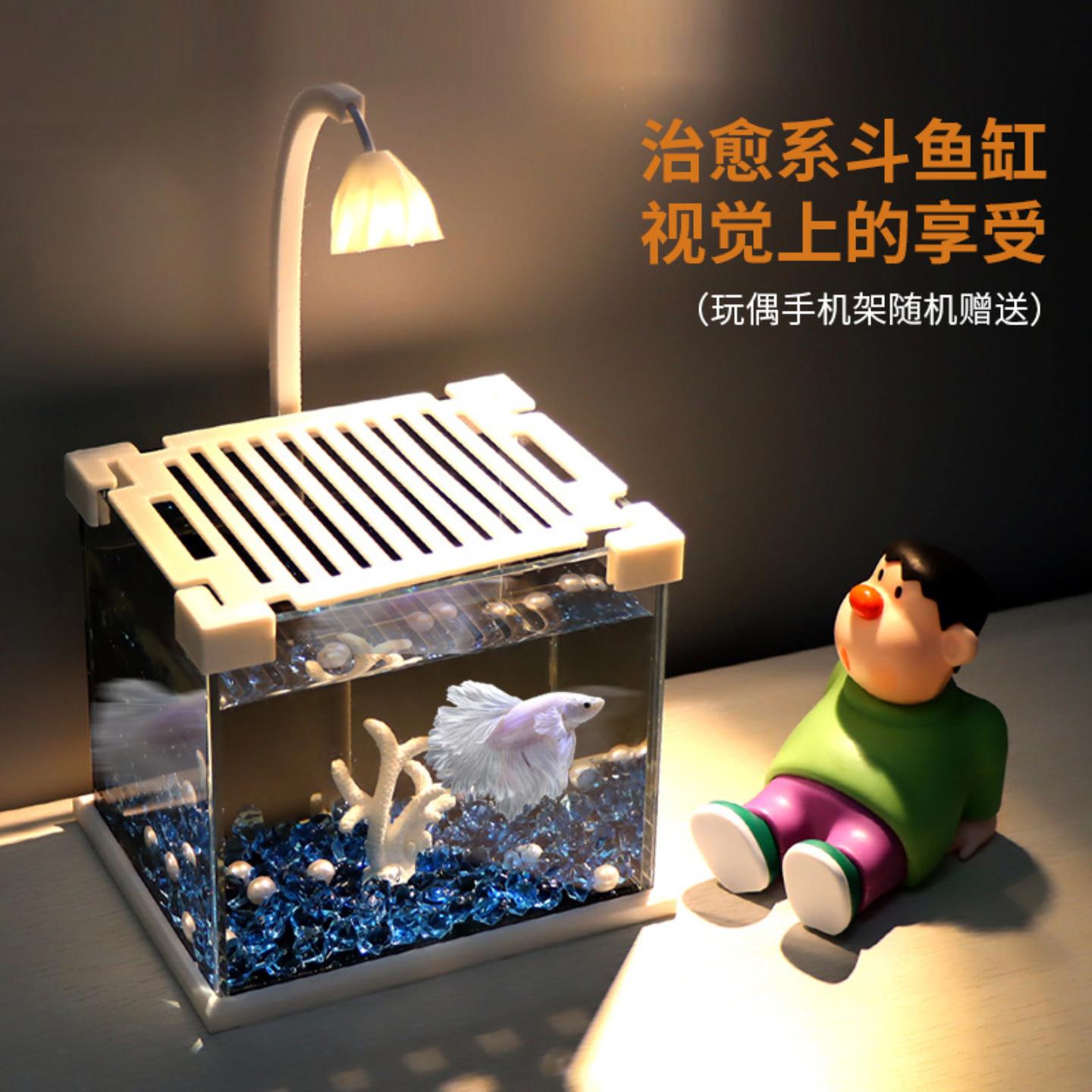 养孔雀鱼专用超白小型桌面创意图片