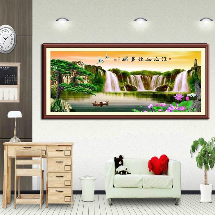 青印飞准布精江山如画财运亨通十字绣无品牌/此如多娇壮丽版山水