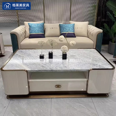 意式轻奢茶几  别墅客厅奢华后现代长茶几大小户型样板房港式家具