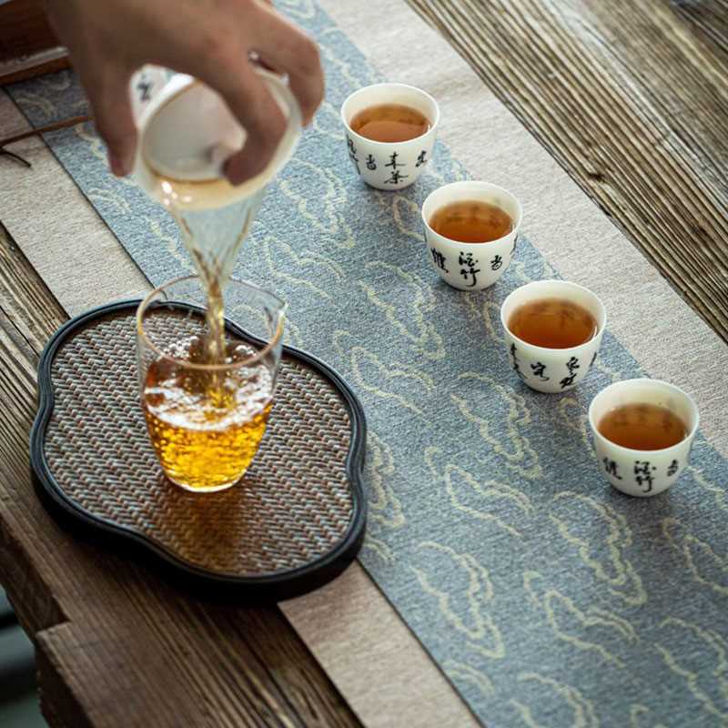 防水茶席新中式禅意茶垫子棉麻布艺茶几桌布桌旗茶布轻奢祥云茶旗