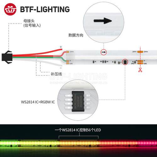 FC带OB幻彩RG896BW可编程W匀S柔性LE全D灯灯光流水彩V灯条
