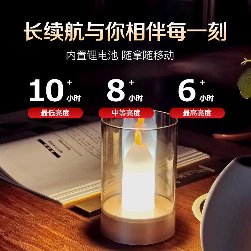 led创意小夜灯 浪漫烛光灯餐厅酒吧桌面氛围灯蜡烛台灯扫手感应灯