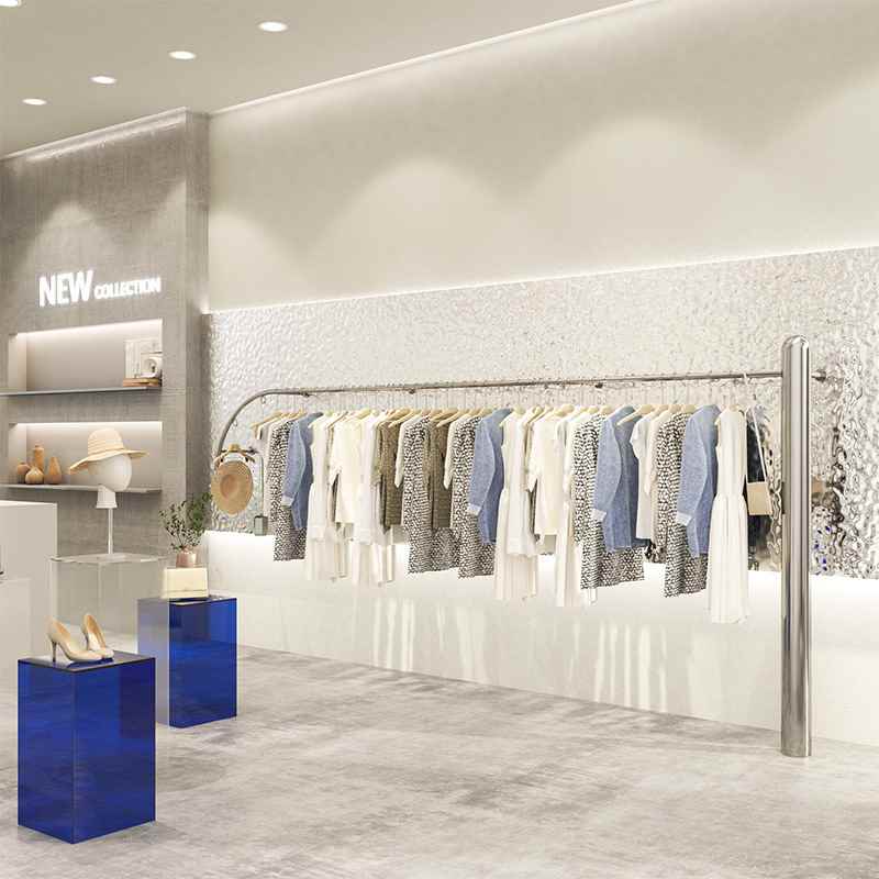 【折扣】服装店展示架不锈钢新款货架陈列道具女装店简约时尚上墙