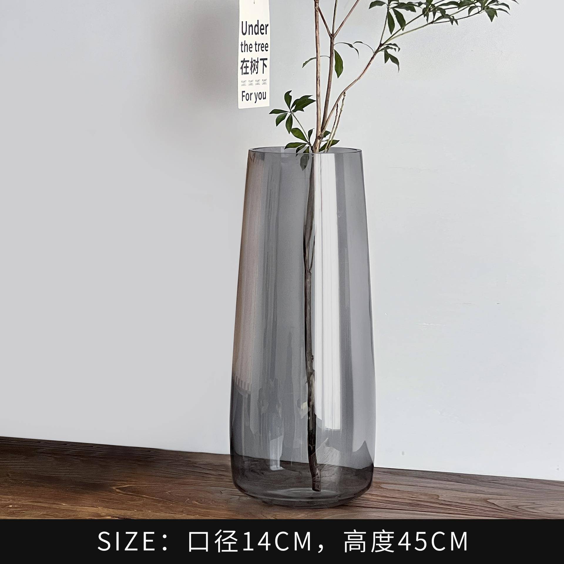龟背竹花瓶玻璃透明水培器皿高款大号大号落地高身高筒图片