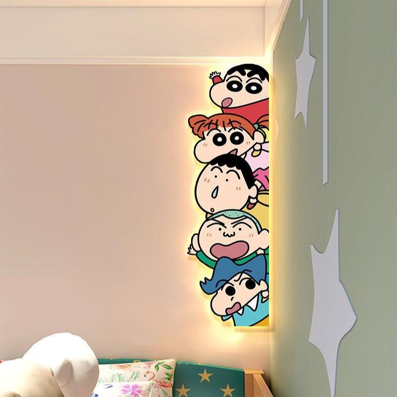 【折扣】蜡笔小新装饰画卡通儿童房卧室背景墙客厅墙发光氛围灯画