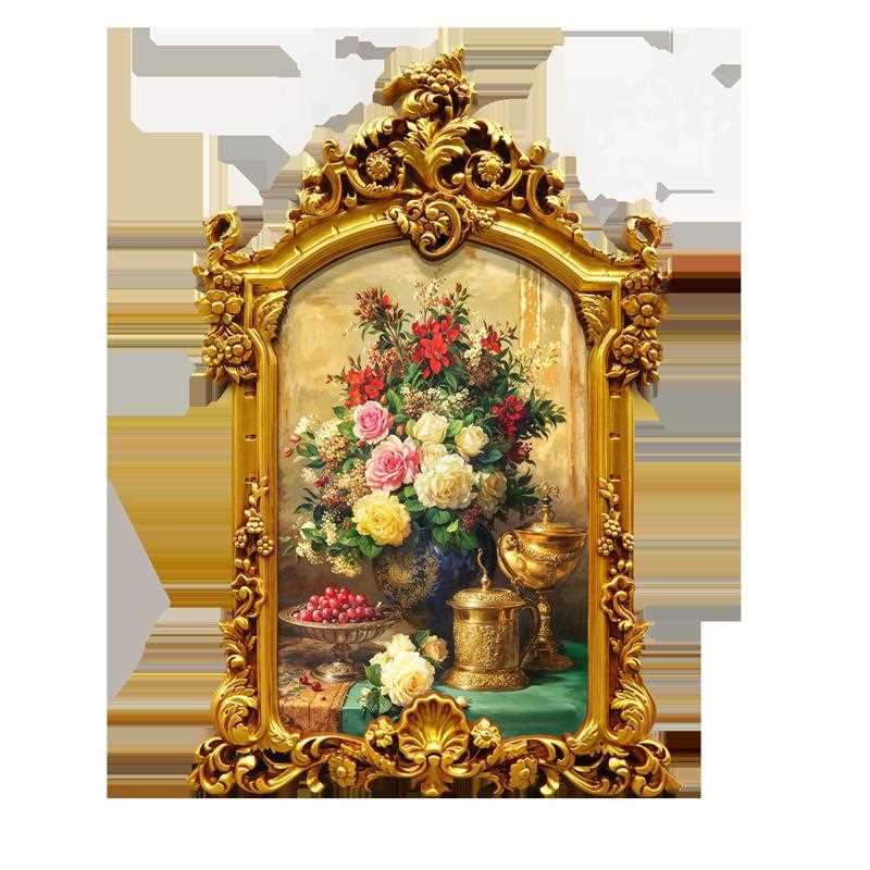 入户玄关装饰画走廊挂画简欧式花卉玫瑰花大芬油画卧室过道法式画图片