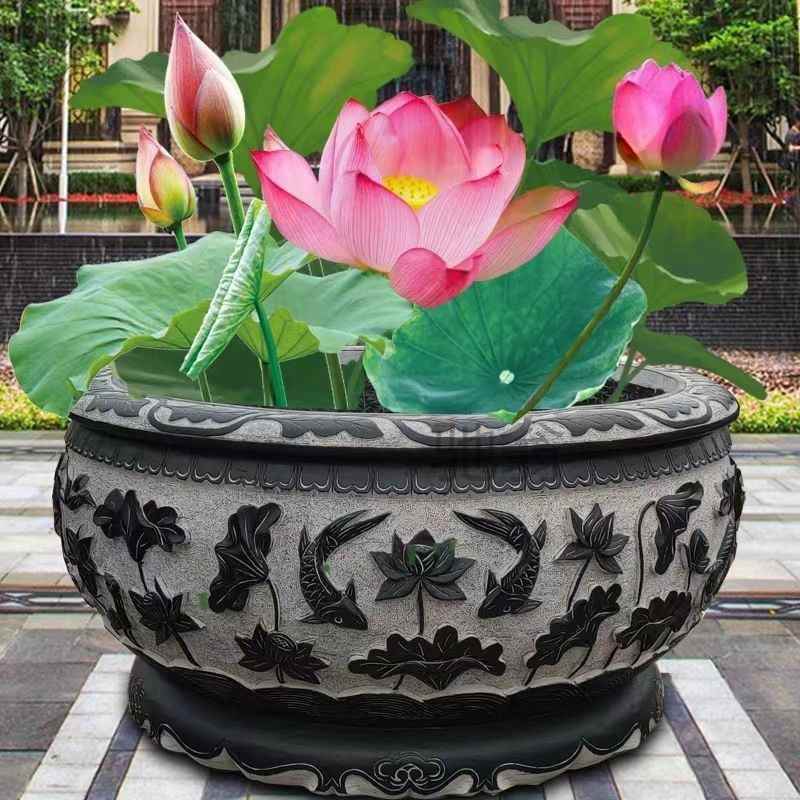【折扣】棙T石鱼缸鱼盆庭院水缸青石鱼缸石缸室外仿古荷花水缸鱼