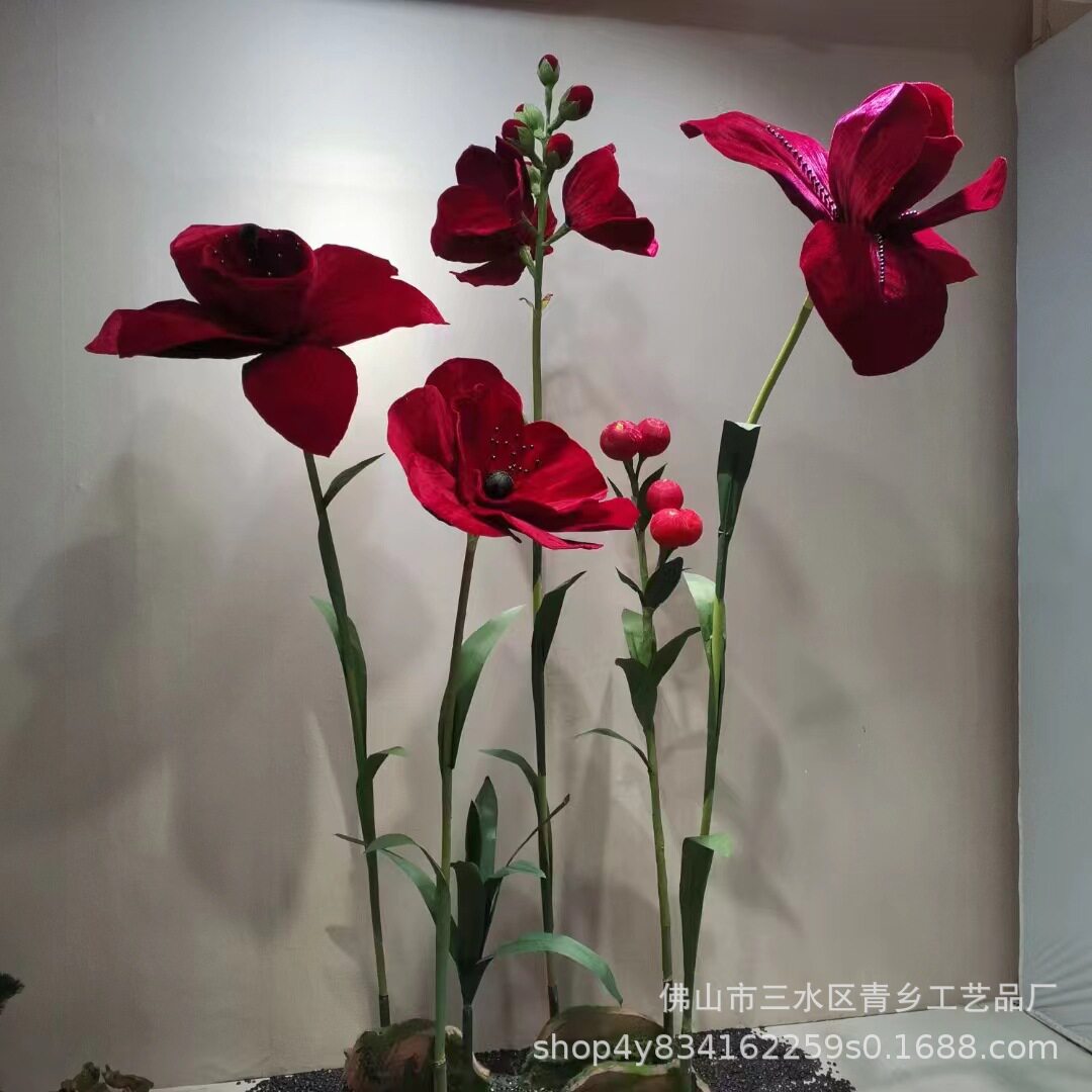 婚庆复古赫本仿真绒布虞美人花