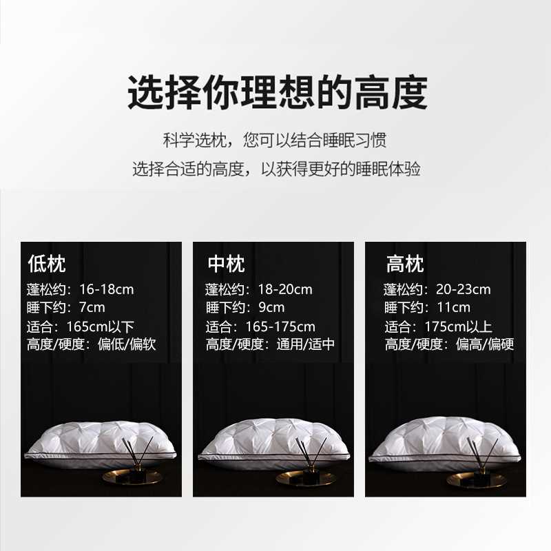布虫五星级酒店羽绒羽毛枕头白鹅毛枕全棉单人家用助睡眠护颈枕芯