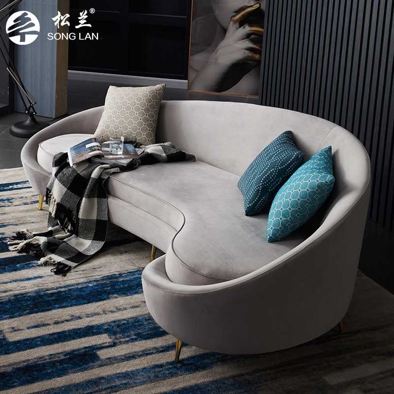 松兰北欧月亮沙发设计师创意家具弧形沙发后现代酒店异形布艺沙发