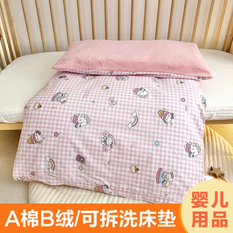全棉婴儿可拆洗床垫60x120x135x70x80x150cm幼儿园卡通棉加绒床褥