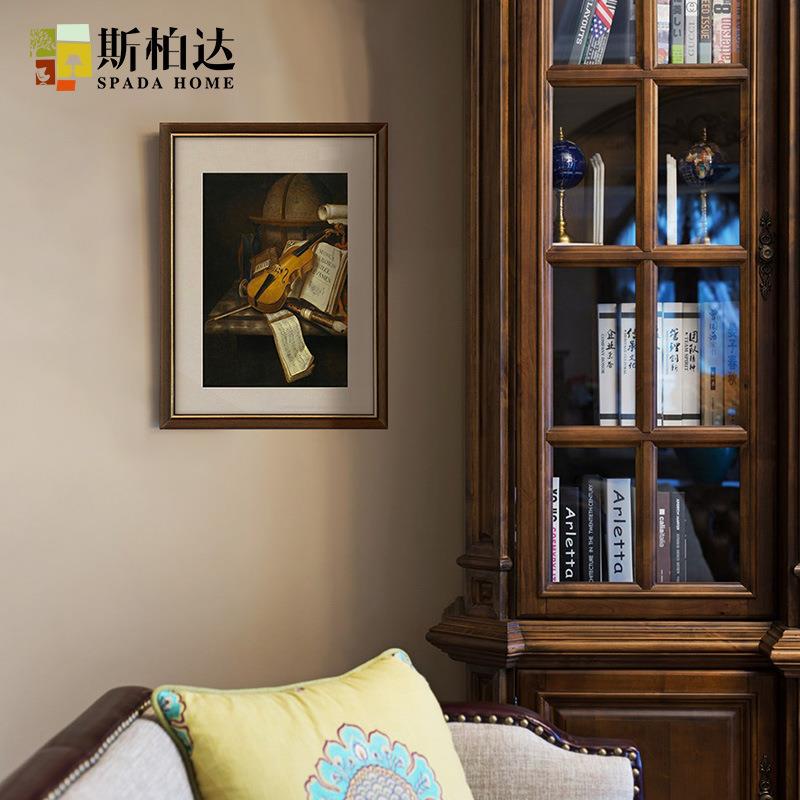 美式玄关墙面壁画轻奢家庭装饰画客厅样板间挂画简美单幅竖斯柏达