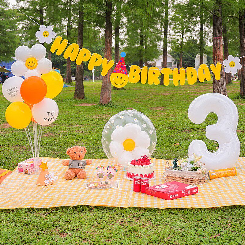 速发野餐露营生日布置气球道饰品户外儿童周派对场照拍景装具