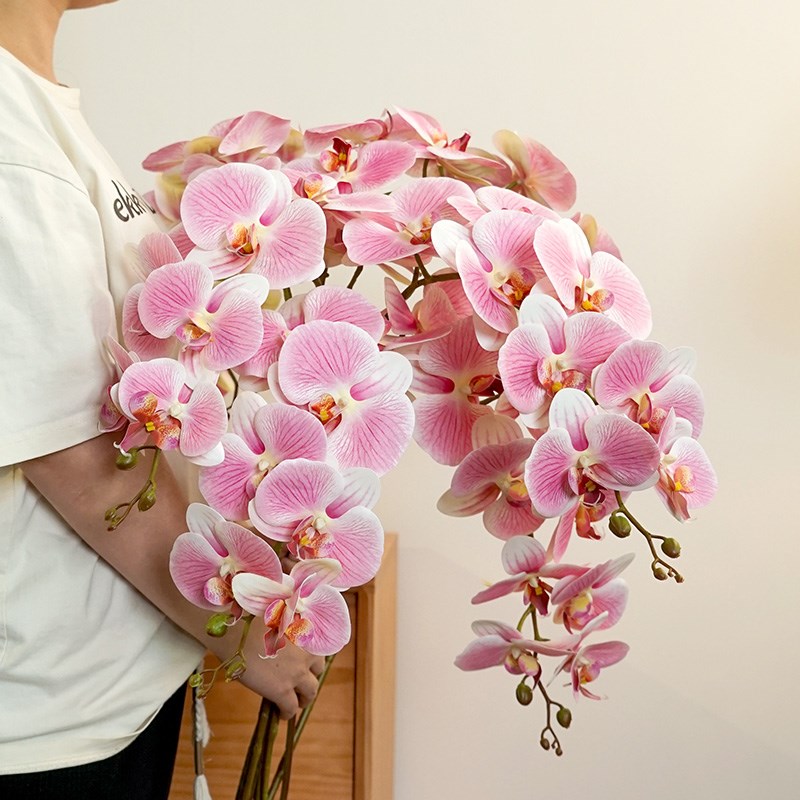 速发手感蝴蝶兰花轻奢假花仿生花客厅餐花艺装饰桌面插花摆件