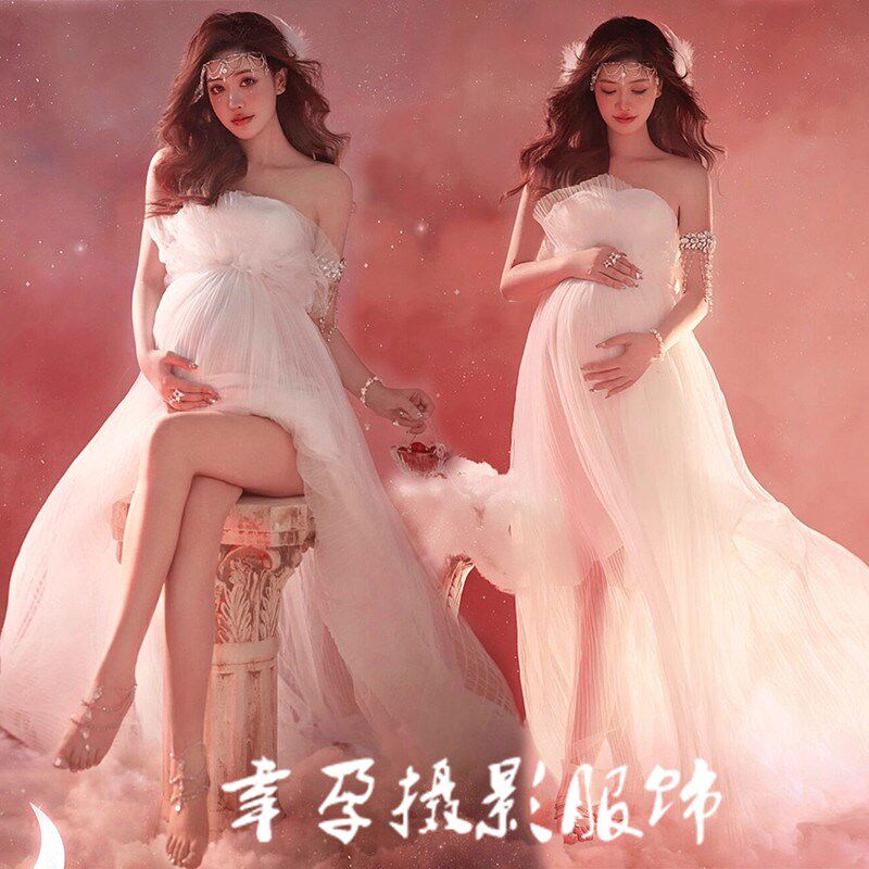 速发影楼孕妇拍照服装孕妈大肚照白纱服幻少孕影照礼服摄妇梦装