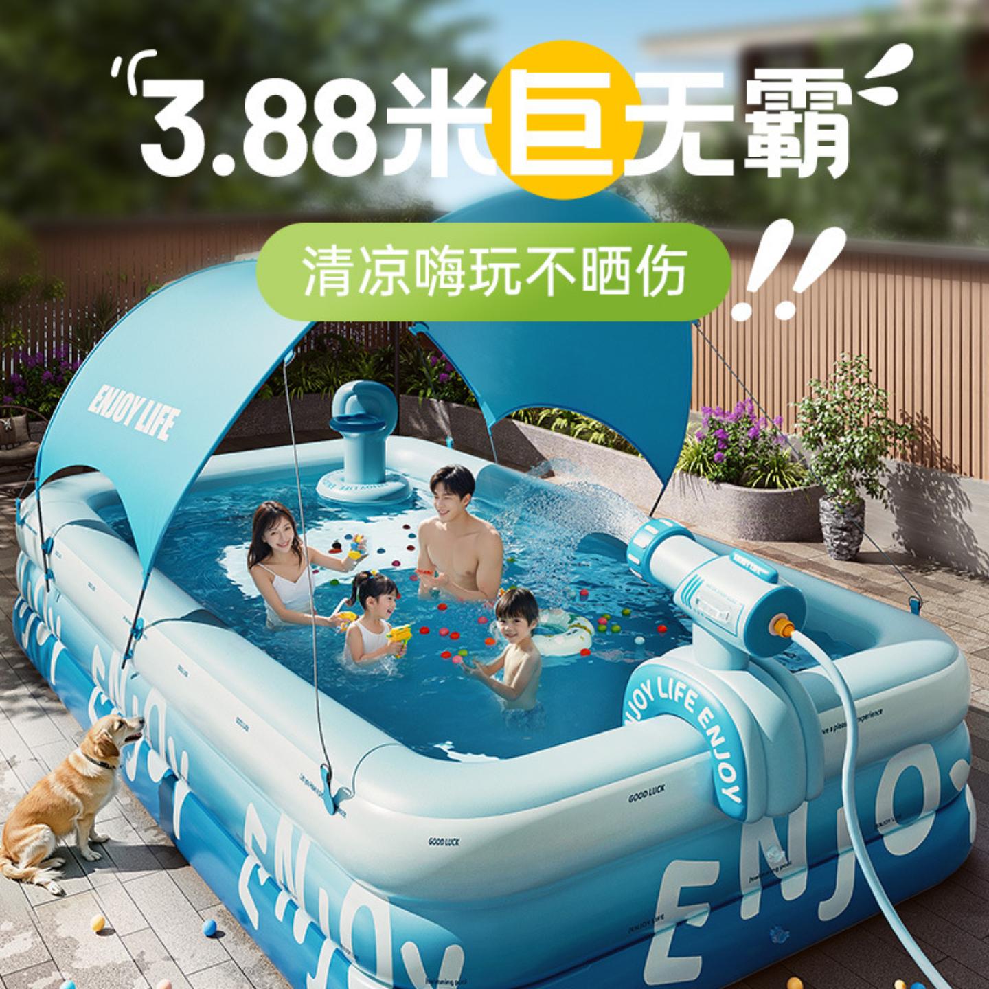 室外大型加厚充气泳池家用款一键