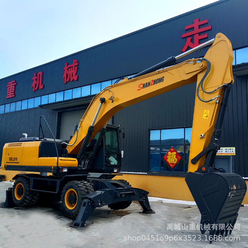 山重源头工厂直供22吨轮式挖掘机 SZL215液压挖掘机 出口