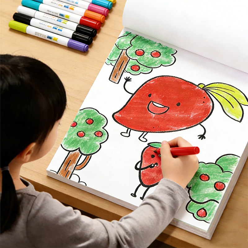 8K加大加厚绘画本涂鸦填色本图画本手绘本素描涂色册宝宝小学生幼儿