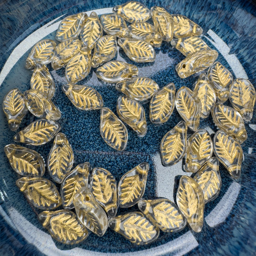 树叶子珠6x12mm捷克进口琉璃珠