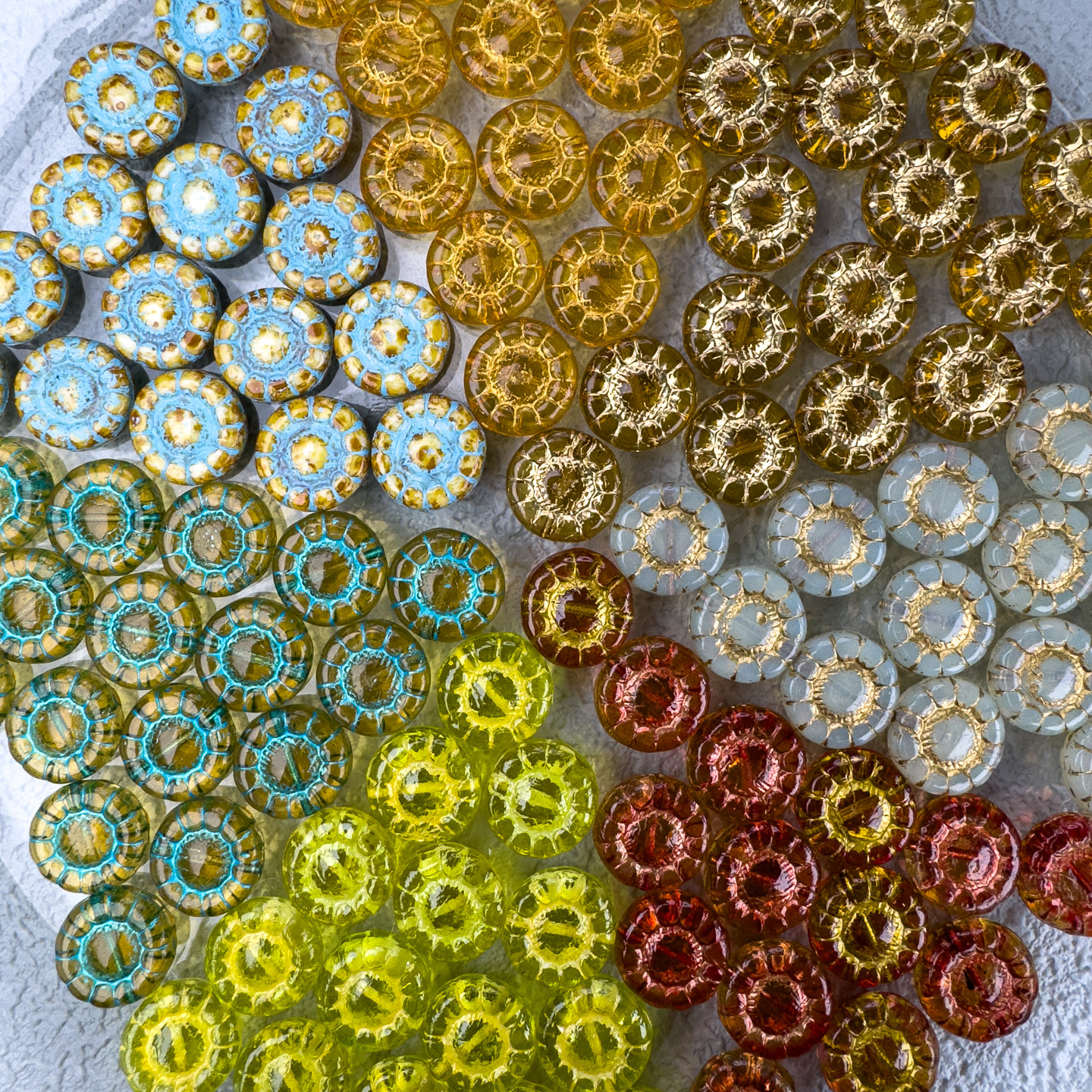太阳花圆珠13mm捷克进口琉璃珠DIY手工串珠复古风格饰品材料