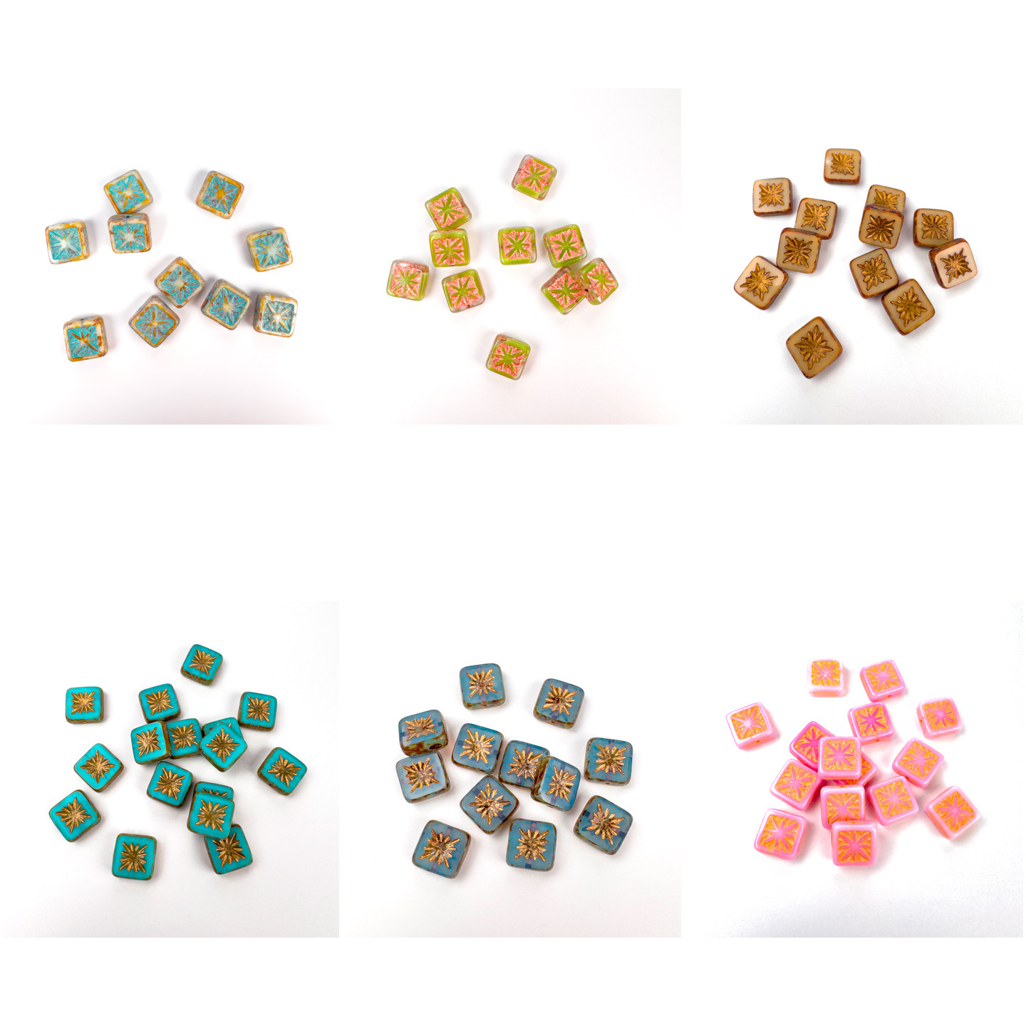 方形烟花牌10x10mm捷克进口琉璃珠DIY手工串珠复古风格饰品材料