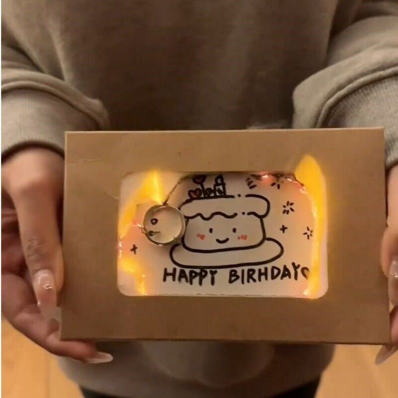 速发火焰贺卡手工燃烧划火柴生日快乐信封礼物生日信纸卡片仪式感