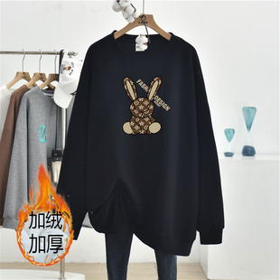 速发秋冬季大码套衣卫套加绒加厚宽松中长款韩系爆款小个子外头上