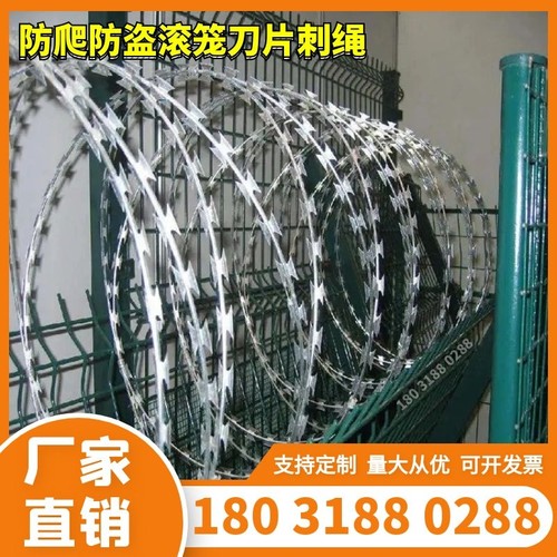 广西不锈钢刀片刺绳防爬刺网隔离围墙防锈带刺铁丝热镀锌刺丝滚笼