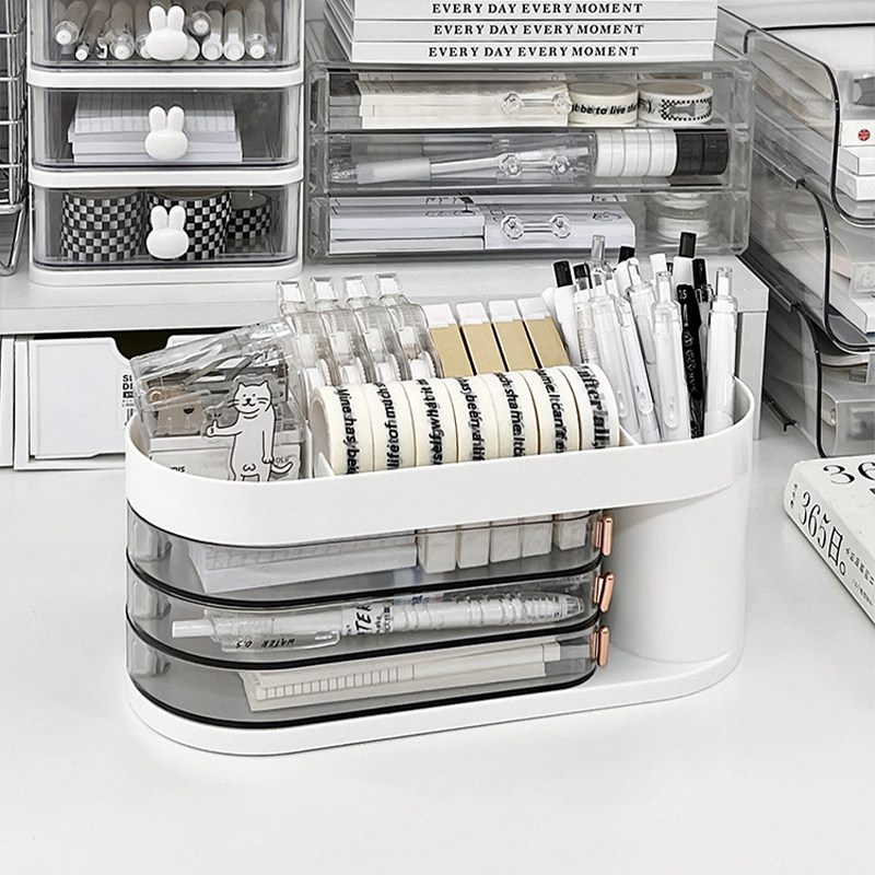 笔筒收纳盒学生桌面男孩女孩书桌文具简约风笔桶桌面多功能大容量