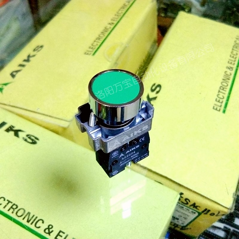 原装AIKS爱克斯按钮开关AS2204-10/G绿色开孔22mm一常开触点