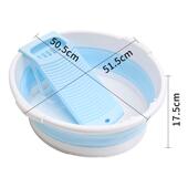 伸缩儿童澡盆宝宝坐浴家用洗衣盆带搓板大号塑料盆子洗衣服可折叠