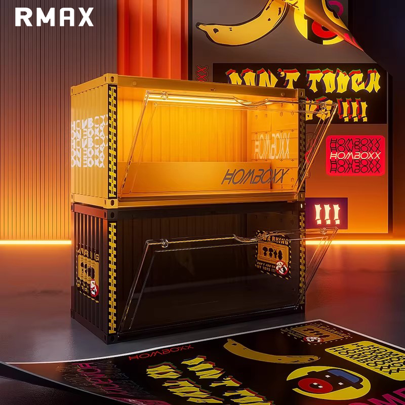 RMAX带灯盲盒展示架收纳泡泡玛特labubu手办亚克力展示盒集装箱子图片