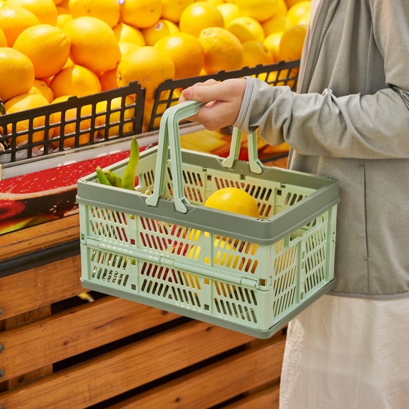 RMAX可折叠野餐篮露营野炊户外塑料买菜篮子购物篮筐大号手提篮子