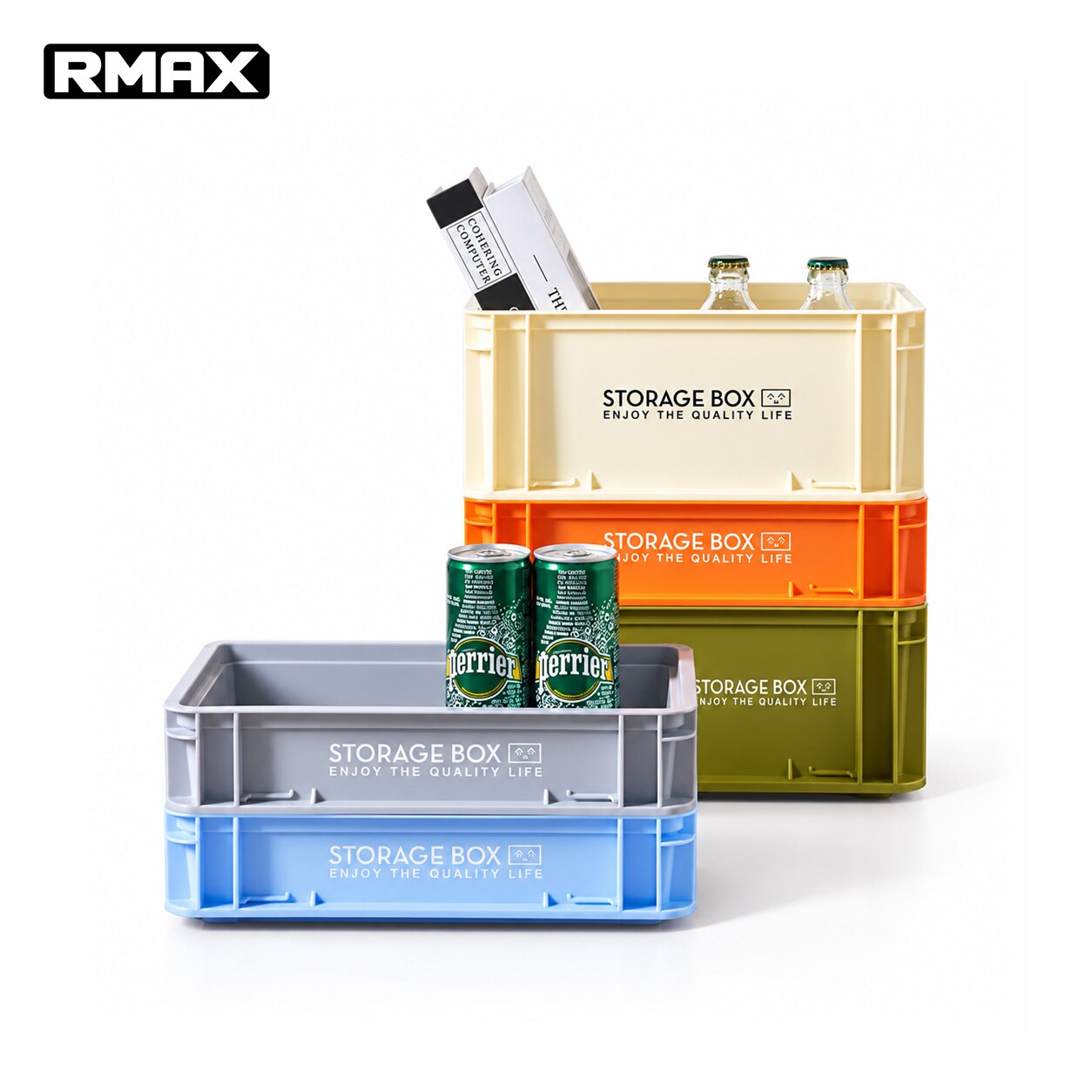 RMAX桌面收纳盒工业风周转箱塑料零食咖啡储物盒宿舍家用整理神器